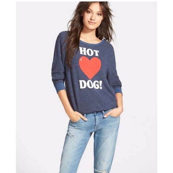 WILDFOX BAGGY JUMPER SWEATSHIRT ‘HOT DOG’ SLOUCHY PULLOVER - Picture 3 of 11